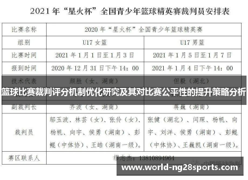 篮球比赛裁判评分机制优化研究及其对比赛公平性的提升策略分析