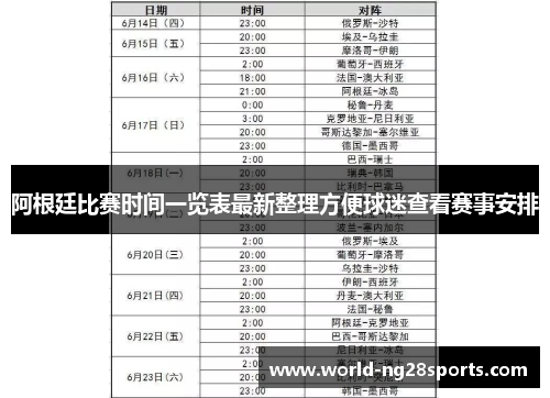 阿根廷比赛时间一览表最新整理方便球迷查看赛事安排
